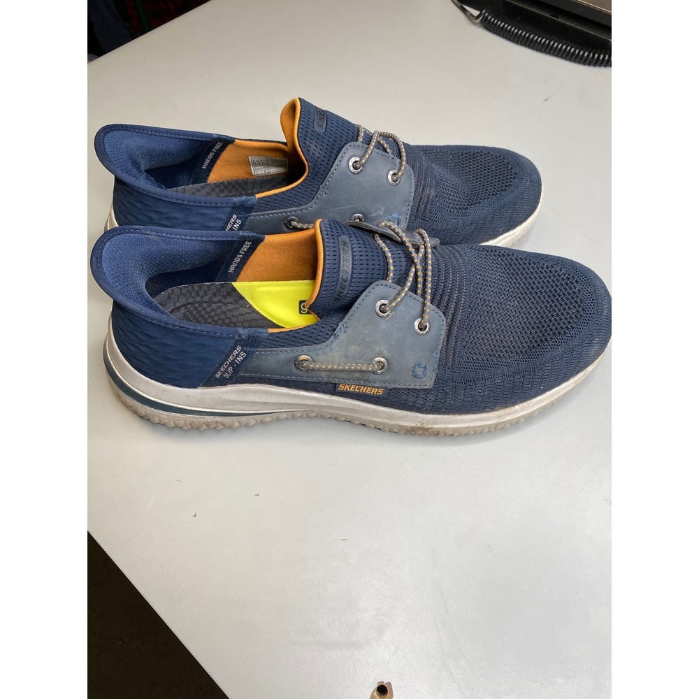 Skechers Slip-ins Garza-Gervin Mens 11.5 Wide Navy Blue Boat Shoes 210606W